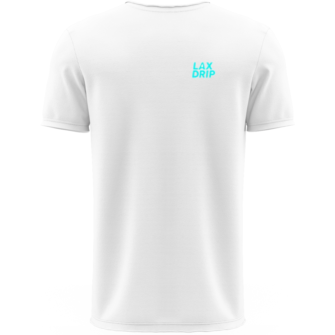 LAX DRIP Teardrop Lacrosse Shirt | White & Aqua | Shirt Collection