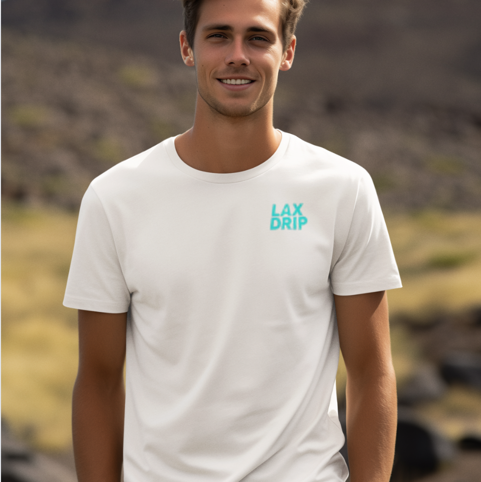 LAX DRIP Teardrop Lacrosse Shirt | White & Aqua | Shirt Collection