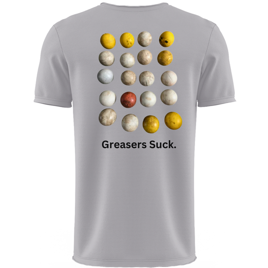 Funny “Greasers Suck” Lacrosse Shirt | White | Shirt Collection