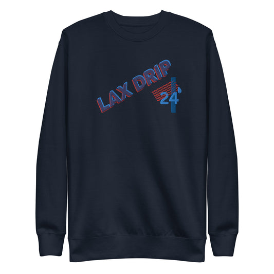 LAX DRIP Retro Lacrosse Crewneck | Navy | Crewneck Collection